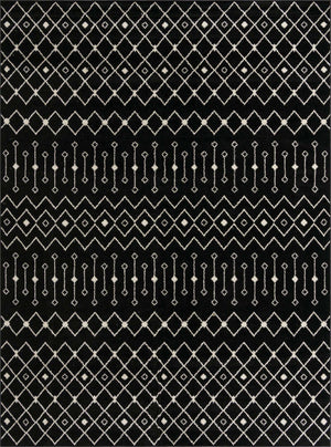 Black and White 10' 8 x 14' Tribal Trellis Rectangle Area Rug Geometric Southwestern Inspired Durable Carpet for Home Interior Design for Sale at Rug Engine
