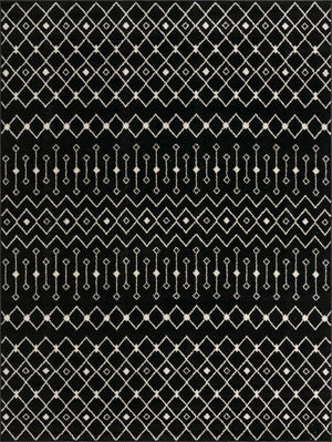Black and White 10' x 13' 1 Tribal Trellis Rectangle Area Rug Geometric Southwestern Inspired Durable Carpet for Home Interior Design for Sale at Rug Engine