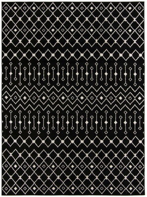 Black and White 9' x 12' Tribal Trellis Rectangle Area Rug Geometric Southwestern Inspired Durable Carpet for Home Interior Design for Sale at Rug Engine