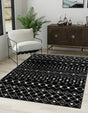 Black and White 4' 1 x 6' 1 Tribal Trellis Rectangle Area Rug Geometric Southwestern Inspired Durable Carpet for Home Interior Design for Sale at Rug Engine