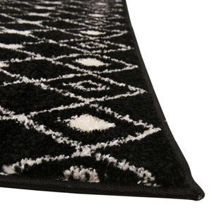 Black and White 10' 8 x 14' Tribal Trellis Rectangle Area Rug Geometric Southwestern Inspired Durable Carpet for Home Interior Design for Sale at Rug Engine