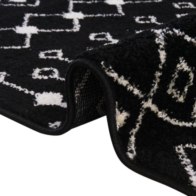 Black and White 10' 8 x 14' Tribal Trellis Rectangle Area Rug Geometric Southwestern Inspired Durable Carpet for Home Interior Design for Sale at Rug Engine