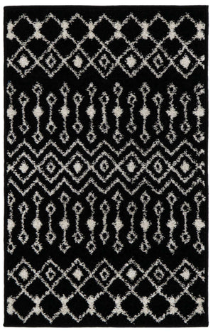 Black and White 2' x 3' 1 Tribal Trellis Rectangle Area Rug Geometric Southwestern Inspired Durable Carpet for Home Interior Design for Sale at Rug Engine