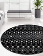 Black and White 6' 1 x 6' 1 Tribal Trellis Round Area Rug Geometric Southwestern Inspired Durable Carpet for Home Interior Design for Sale at Rug Engine