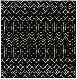Black and White 10' x 10' Tribal Trellis Square Area Rug Geometric Southwestern Inspired Durable Carpet for Home Interior Design for Sale at Rug Engine