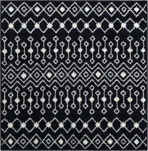 Black and White 4' 1 x 4' 1 Tribal Trellis Square Area Rug Geometric Southwestern Inspired Durable Carpet for Home Interior Design for Sale at Rug Engine