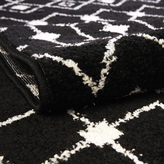 Black and White 6' 1 x 6' 1 Tribal Trellis Square Area Rug Geometric Southwestern Inspired Durable Carpet for Home Interior Design for Sale at Rug Engine