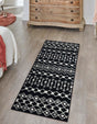 Black and White 3' 3 x 16' 5 Tribal Trellis Runner Area Rug Geometric Southwestern Inspired Durable Carpet for Home Interior Design for Sale at Rug Engine