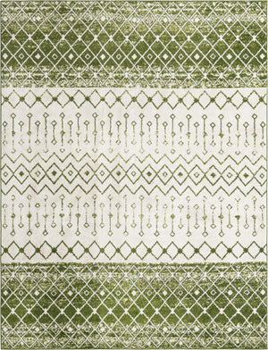 Ivory Green 10' x 13' Tribal Trellis Rectangle Area Rug Geometric Southwestern Inspired Durable Carpet for Home Interior Design for Sale at Rug Engine