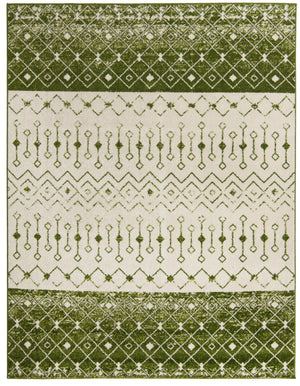 Ivory Green 8' x 10' Tribal Trellis Rectangle Area Rug Geometric Southwestern Inspired Durable Carpet for Home Interior Design for Sale at Rug Engine