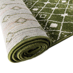 Ivory Green 8' x 10' Tribal Trellis Rectangle Area Rug Geometric Southwestern Inspired Durable Carpet for Home Interior Design for Sale at Rug Engine