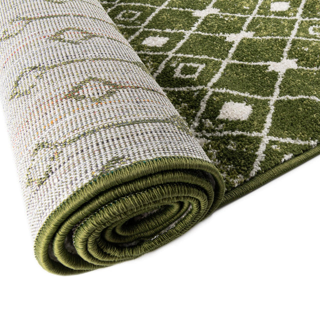 Ivory Green 8' x 10' Tribal Trellis Rectangle Area Rug Geometric Southwestern Inspired Durable Carpet for Home Interior Design for Sale at Rug Engine