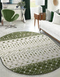 Ivory Green 5' 3 x 8' Tribal Trellis Oval Area Rug Geometric Southwestern Inspired Durable Carpet for Home Interior Design for Sale at Rug Engine