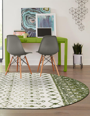 Ivory Green 7' 10 x 10' Tribal Trellis Oval Area Rug Geometric Southwestern Inspired Durable Carpet for Home Interior Design for Sale at Rug Engine