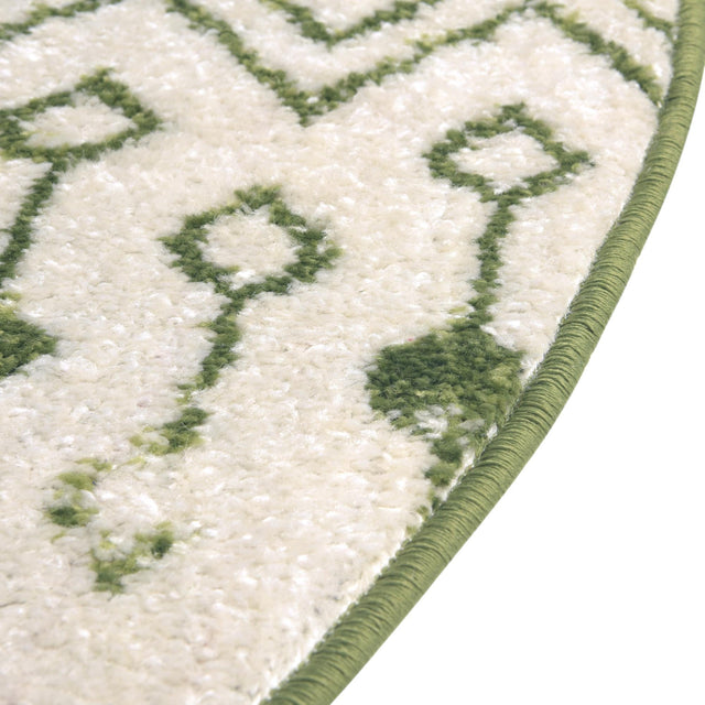 Ivory Green 10' x 10' Tribal Trellis Round Area Rug Geometric Southwestern Inspired Durable Carpet for Home Interior Design for Sale at Rug Engine