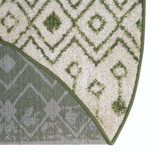 Ivory Green 3' 3 x 3' 3 Tribal Trellis Round Area Rug Geometric Southwestern Inspired Durable Carpet for Home Interior Design for Sale at Rug Engine