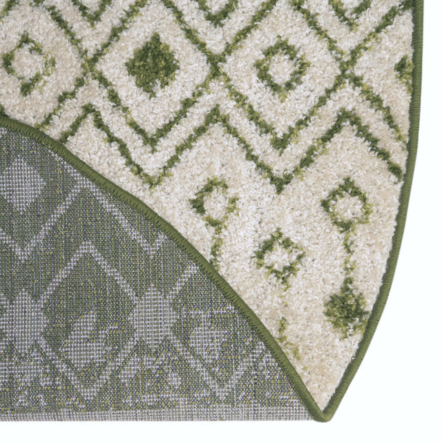 Ivory Green 6' x 6' Tribal Trellis Round Area Rug Geometric Southwestern Inspired Durable Carpet for Home Interior Design for Sale at Rug Engine