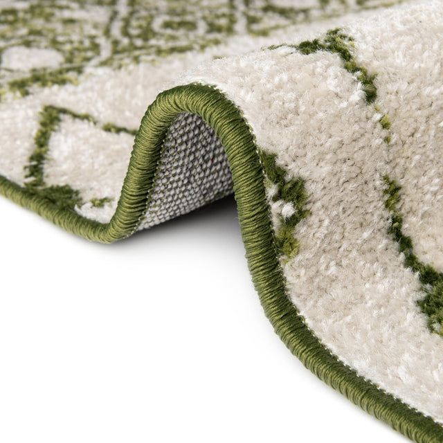 Ivory Green 10' x 10' Tribal Trellis Round Area Rug Geometric Southwestern Inspired Durable Carpet for Home Interior Design for Sale at Rug Engine