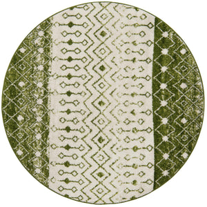 Ivory Green 6' x 6' Tribal Trellis Round Area Rug Geometric Southwestern Inspired Durable Carpet for Home Interior Design for Sale at Rug Engine