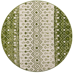 Ivory Green 5' 3 x 5' 3 Tribal Trellis Round Area Rug Geometric Southwestern Inspired Durable Carpet for Home Interior Design for Sale at Rug Engine