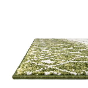 Ivory Green 4' x 4' Tribal Trellis Square Area Rug Geometric Southwestern Inspired Durable Carpet for Home Interior Design for Sale at Rug Engine