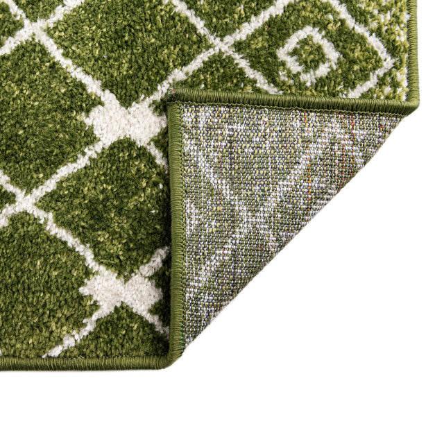 Ivory Green 4' x 4' Tribal Trellis Square Area Rug Geometric Southwestern Inspired Durable Carpet for Home Interior Design for Sale at Rug Engine