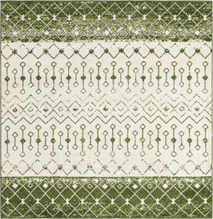 Ivory Green 6' x 6' Tribal Trellis Square Area Rug Geometric Southwestern Inspired Durable Carpet for Home Interior Design for Sale at Rug Engine