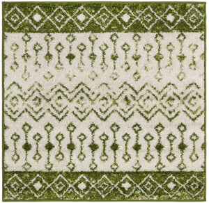 Ivory Green 3' 3 x 3' 3 Tribal Trellis Square Area Rug Geometric Southwestern Inspired Durable Carpet for Home Interior Design for Sale at Rug Engine