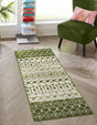 Ivory Green 2' 7 x 10' Tribal Trellis Runner Area Rug Geometric Southwestern Inspired Durable Carpet for Home Interior Design for Sale at Rug Engine
