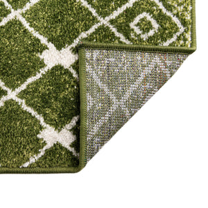 Ivory Green 3' 3 x 16' 5 Tribal Trellis Runner Area Rug Geometric Southwestern Inspired Durable Carpet for Home Interior Design for Sale at Rug Engine