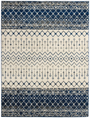Ivory Navy Blue 10' x 13' Tribal Trellis Rectangle Area Rug Geometric Southwestern Inspired Durable Carpet for Home Interior Design for Sale at Rug Engine