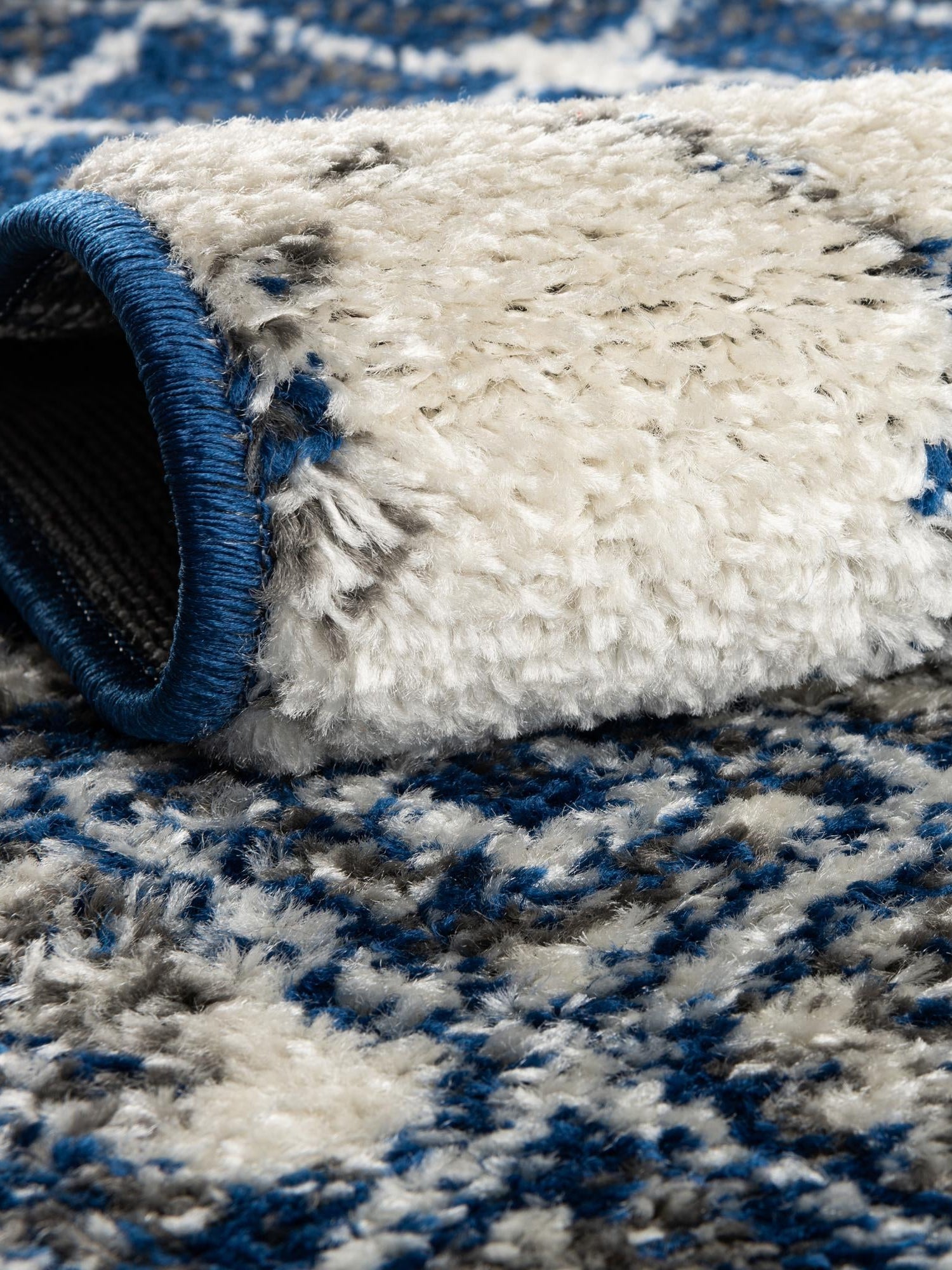 Ivory Navy Blue 4' x 6' Tribal Trellis Rectangle Area Rug Geometric Southwestern Inspired Durable Carpet for Home Interior Design for Sale at Rug Engine