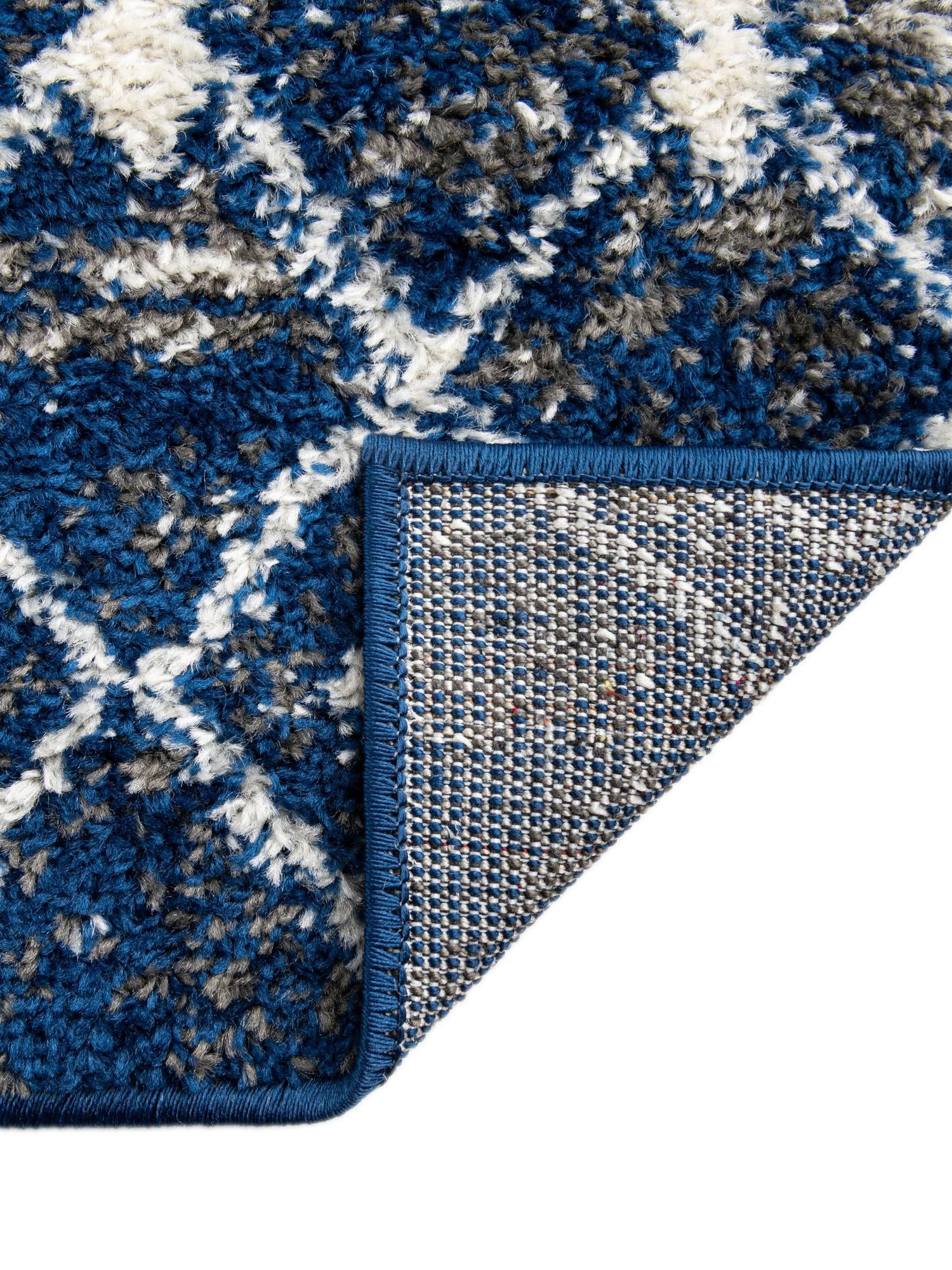 Ivory Navy Blue 5' 3 x 8' Tribal Trellis Rectangle Area Rug Geometric Southwestern Inspired Durable Carpet for Home Interior Design for Sale at Rug Engine