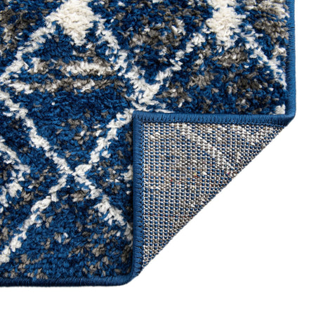 Ivory Navy Blue 4' x 6' Tribal Trellis Rectangle Area Rug Geometric Southwestern Inspired Durable Carpet for Home Interior Design for Sale at Rug Engine