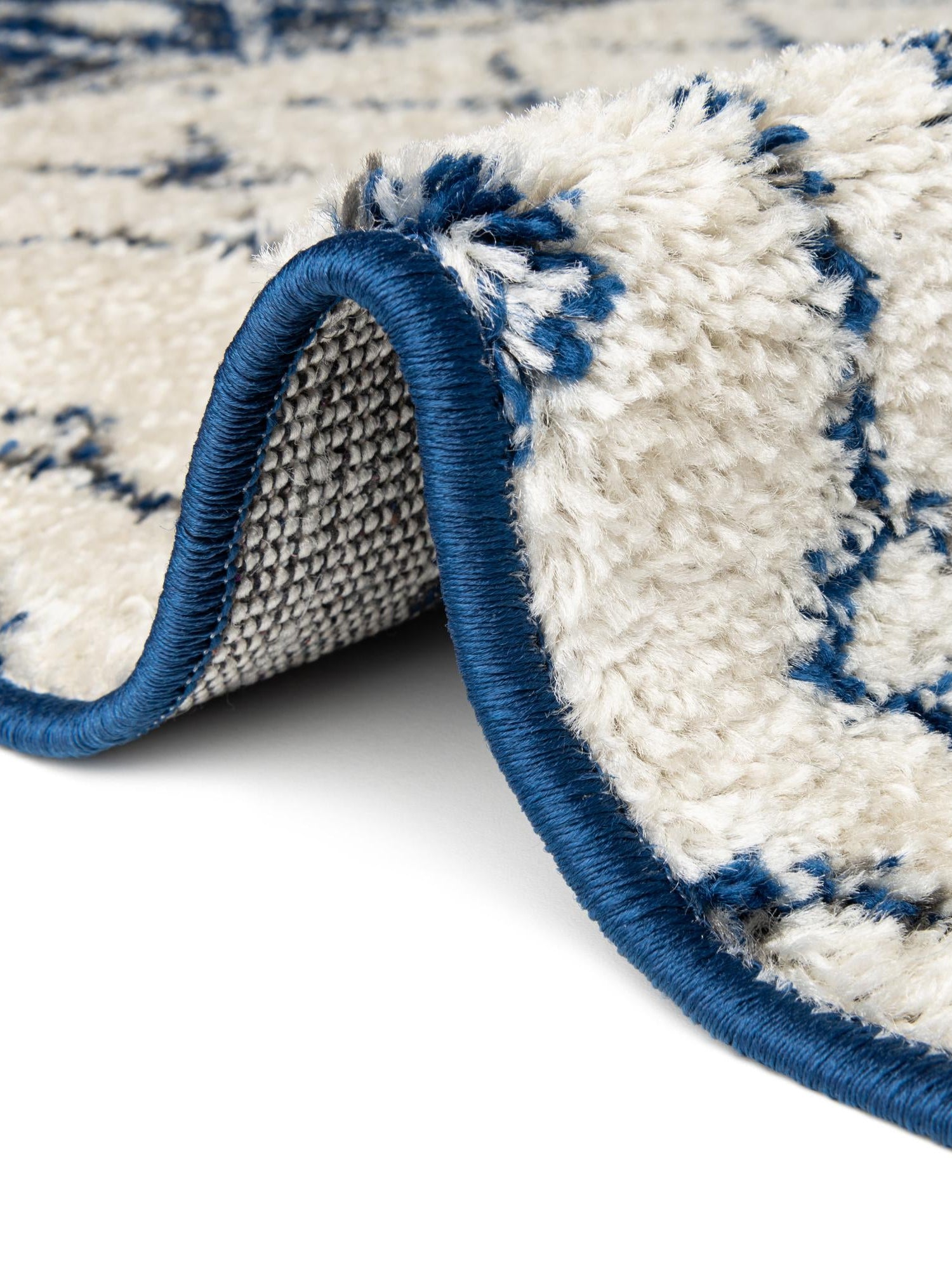 Ivory Navy Blue 4' x 6' Tribal Trellis Rectangle Area Rug Geometric Southwestern Inspired Durable Carpet for Home Interior Design for Sale at Rug Engine