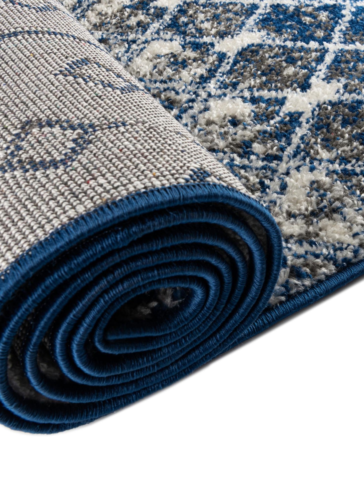 Ivory Navy Blue 6' x 9' Tribal Trellis Rectangle Area Rug Geometric Southwestern Inspired Durable Carpet for Home Interior Design for Sale at Rug Engine