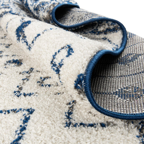 Ivory Navy Blue 4' x 6' Tribal Trellis Rectangle Area Rug Geometric Southwestern Inspired Durable Carpet for Home Interior Design for Sale at Rug Engine