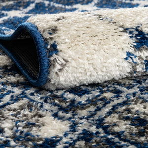 Ivory Navy Blue 4' x 6' Tribal Trellis Oval Area Rug Geometric Southwestern Inspired Durable Carpet for Home Interior Design for Sale at Rug Engine