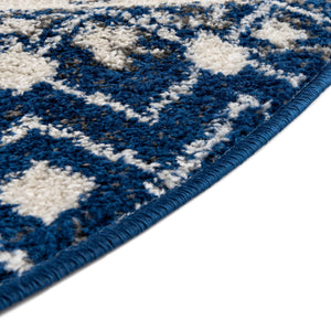 Ivory Navy Blue 4' x 6' Tribal Trellis Oval Area Rug Geometric Southwestern Inspired Durable Carpet for Home Interior Design for Sale at Rug Engine
