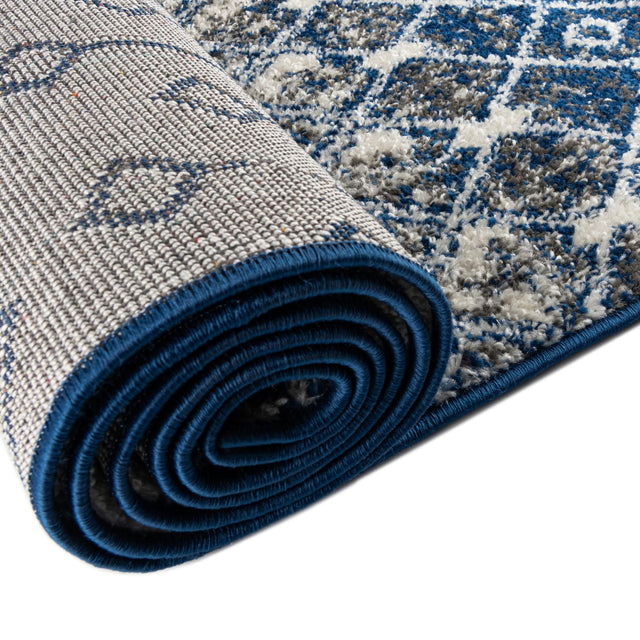 Ivory Navy Blue 4' x 6' Tribal Trellis Oval Area Rug Geometric Southwestern Inspired Durable Carpet for Home Interior Design for Sale at Rug Engine