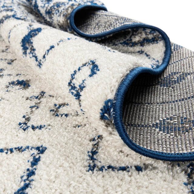 Ivory Navy Blue 4' x 6' Tribal Trellis Oval Area Rug Geometric Southwestern Inspired Durable Carpet for Home Interior Design for Sale at Rug Engine