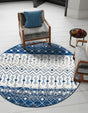 Ivory Navy Blue 3' 3 x 3' 3 Tribal Trellis Round Area Rug Geometric Southwestern Inspired Durable Carpet for Home Interior Design for Sale at Rug Engine