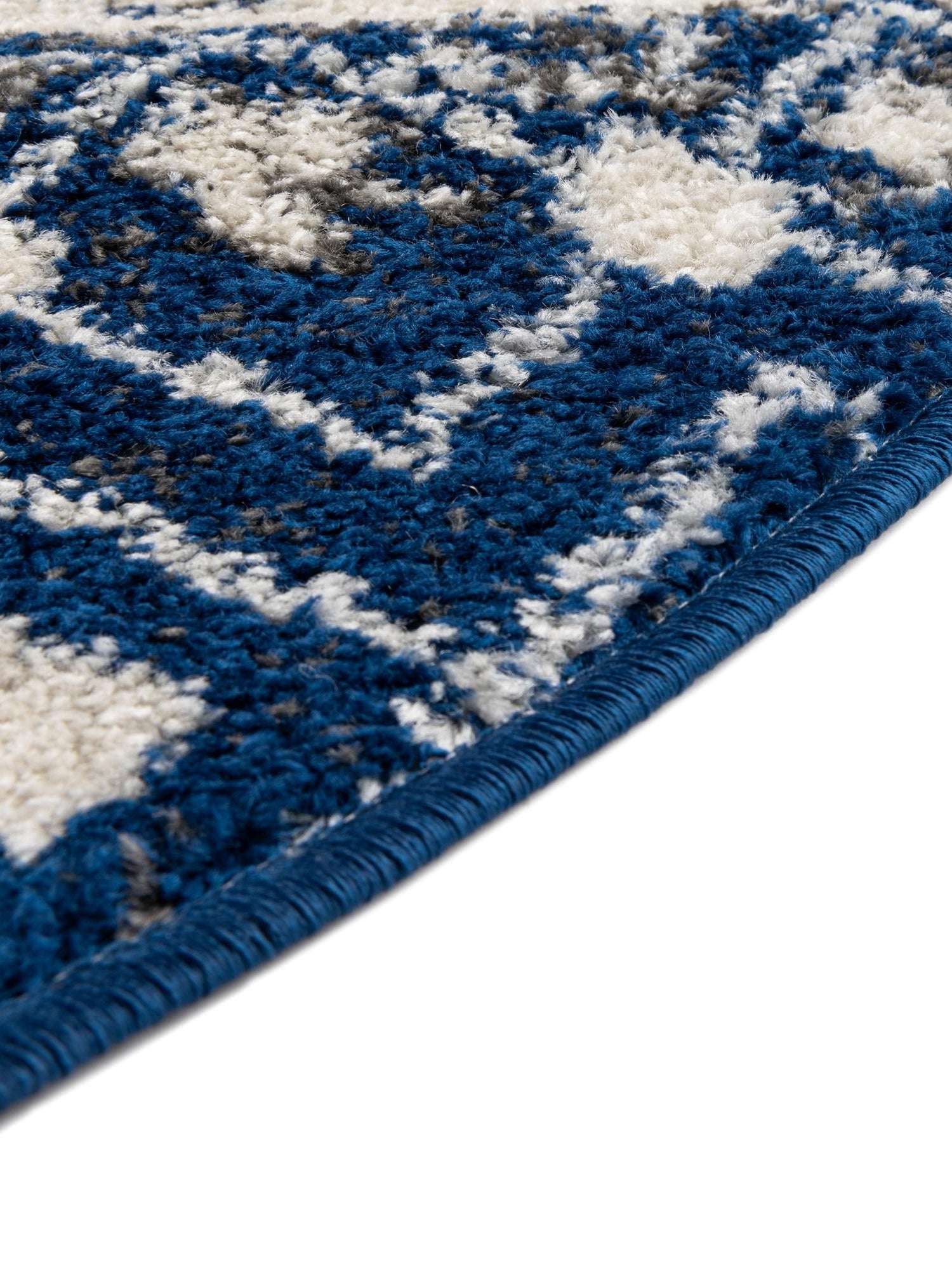 Ivory Navy Blue 7' 10 x 7' 10 Tribal Trellis Round Area Rug Geometric Southwestern Inspired Durable Carpet for Home Interior Design for Sale at Rug Engine