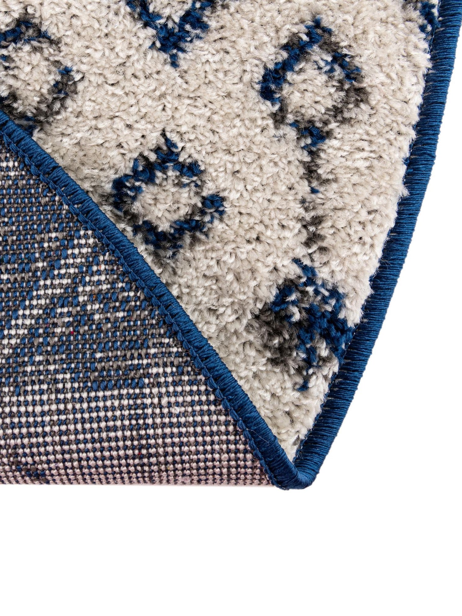 Ivory Navy Blue 5' 3 x 5' 3 Tribal Trellis Round Area Rug Geometric Southwestern Inspired Durable Carpet for Home Interior Design for Sale at Rug Engine