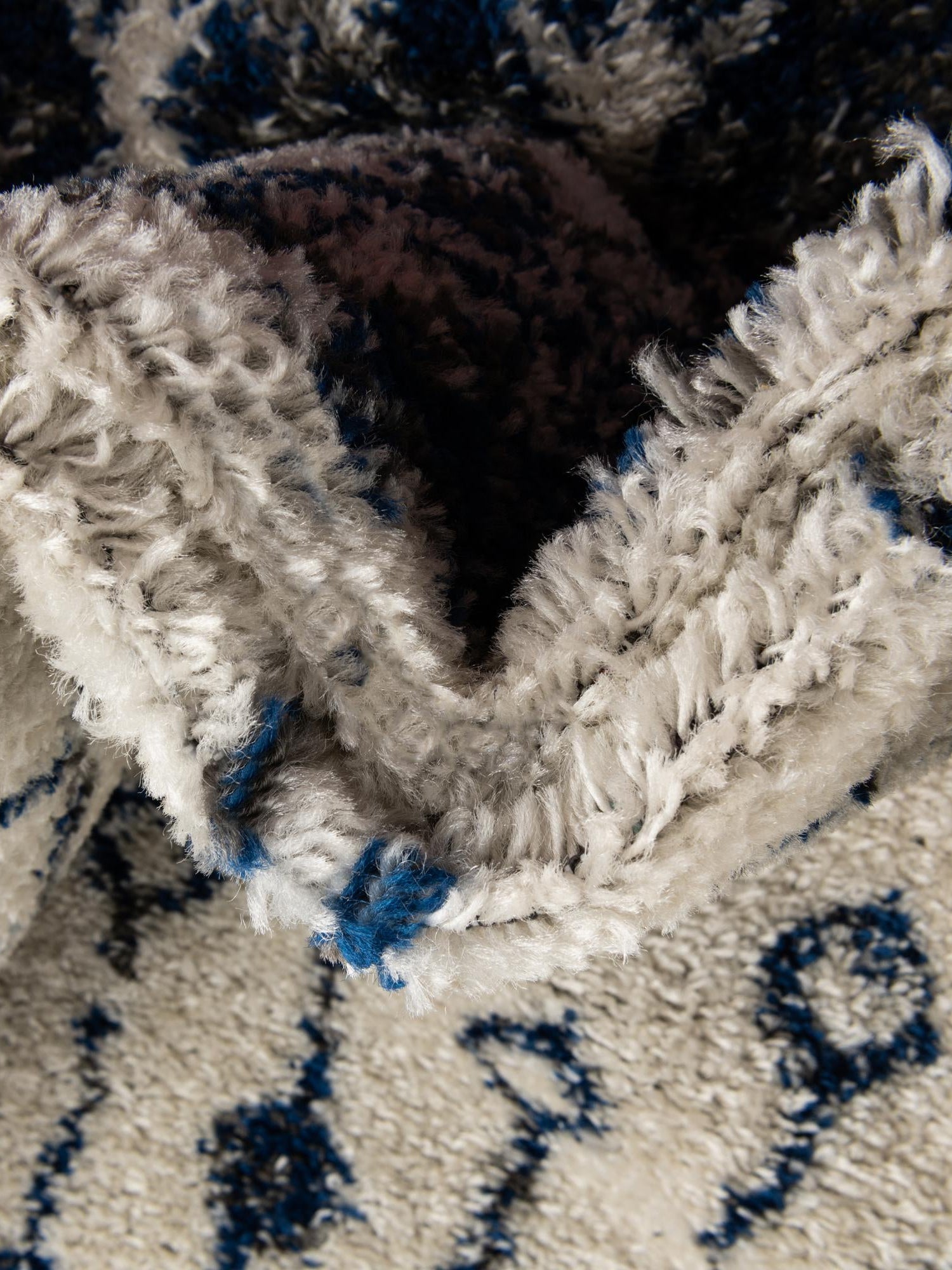 Ivory Navy Blue 6' x 6' Tribal Trellis Square Area Rug Geometric Southwestern Inspired Durable Carpet for Home Interior Design for Sale at Rug Engine