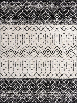 Black and White 10' 8 x 14' Tribal Trellis Rectangle Area Rug Geometric Southwestern Inspired Durable Carpet for Home Interior Design for Sale at Rug Engine