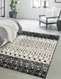 Black and White 10' x 13' 1 Tribal Trellis Rectangle Area Rug Geometric Southwestern Inspired Durable Carpet for Home Interior Design for Sale at Rug Engine