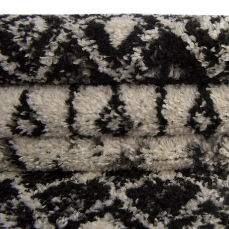 Black and White 4' 1 x 6' 1 Tribal Trellis Rectangle Area Rug Geometric Southwestern Inspired Durable Carpet for Home Interior Design for Sale at Rug Engine
