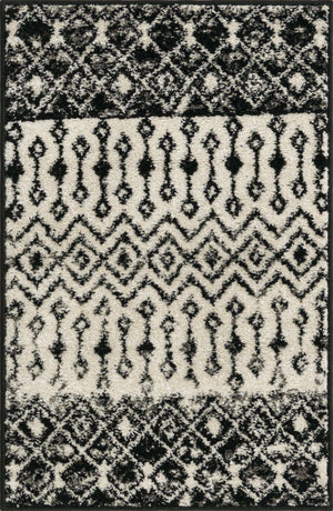 Black and White 2' x 3' 1 Tribal Trellis Rectangle Area Rug Geometric Southwestern Inspired Durable Carpet for Home Interior Design for Sale at Rug Engine