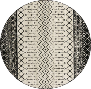 Black and White 10' x 10' Tribal Trellis Round Area Rug Geometric Southwestern Inspired Durable Carpet for Home Interior Design for Sale at Rug Engine